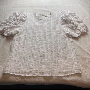 Happy Nature White Ruffled Sleeve Top Size XL